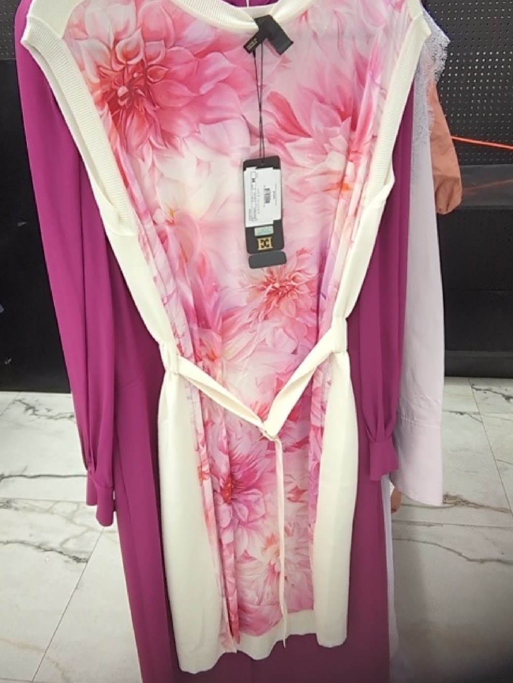 NWT Escada Damida Floral Pink White Knit Sweater Dress - Picture 5 of 5